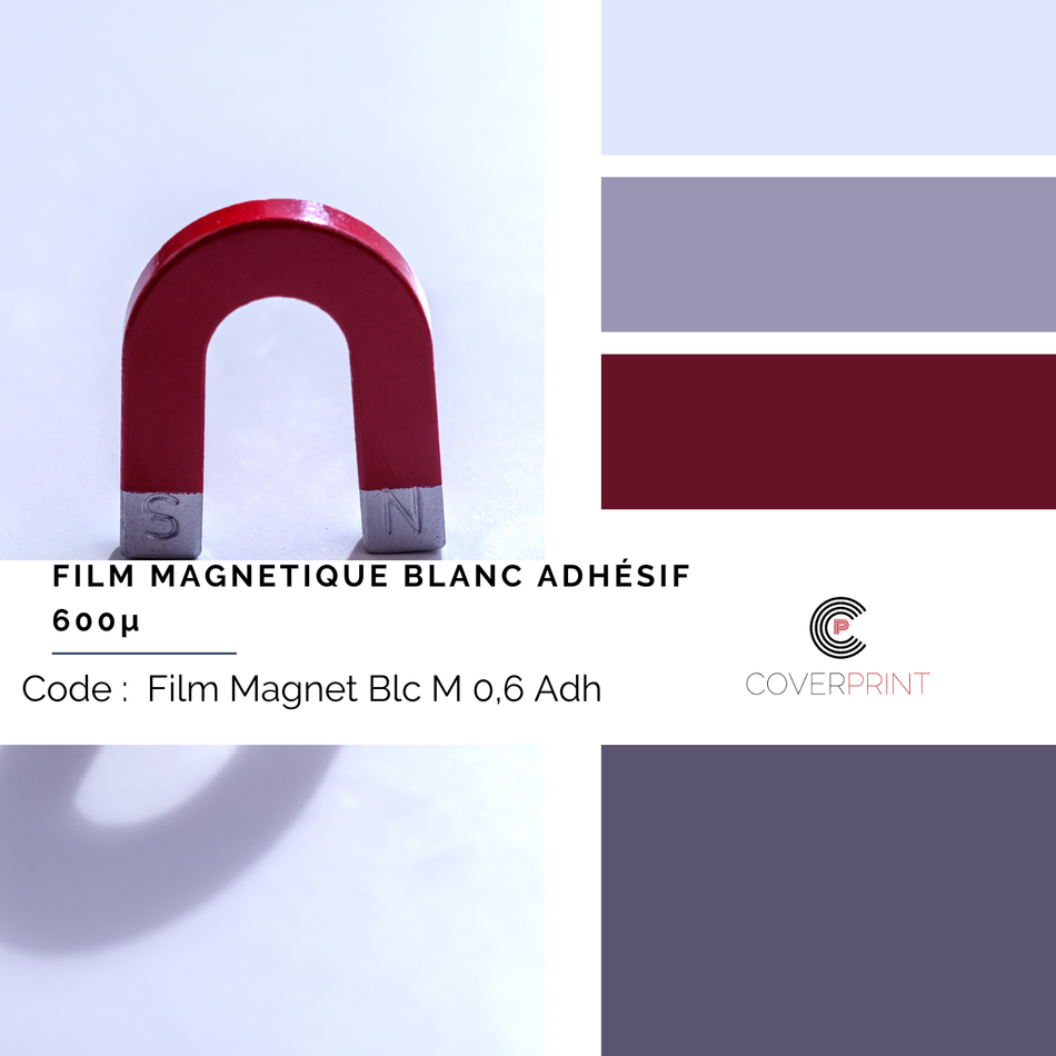 Film magnétique blanc adhésif 600µ