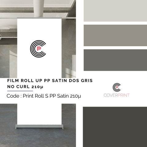 FILM ROLL UP PP SATIN DOS GRIS  NO CURL 210µ